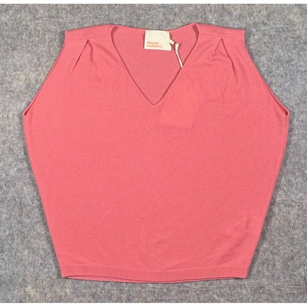 Absolut Cashmere Sweater Vest Women’s Small Pink Oversized 100% Cashmere NWT